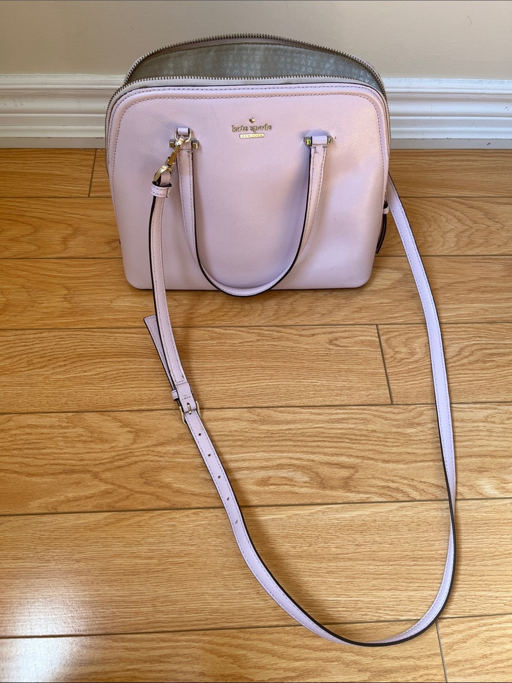 kate spade Pink Leather Crossbody Satchel with Gold Hardware
